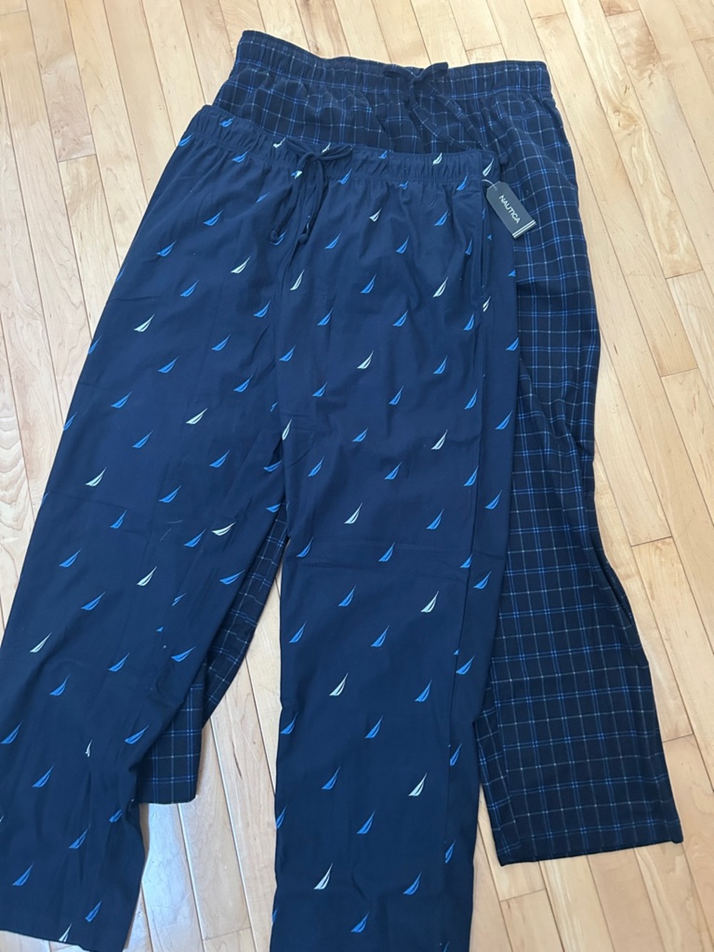NWT (2) Nautica Navy Sailboat & Windowpane Lounge Pants Set